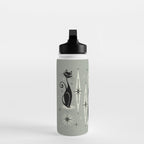 Mid Century Meow Retro Atomic Cats - Gray Water Bottle Gallery Image 3