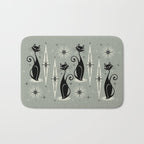 Mid Century Meow Retro Atomic Cats - Gray Bath Mat Gallery Image 1