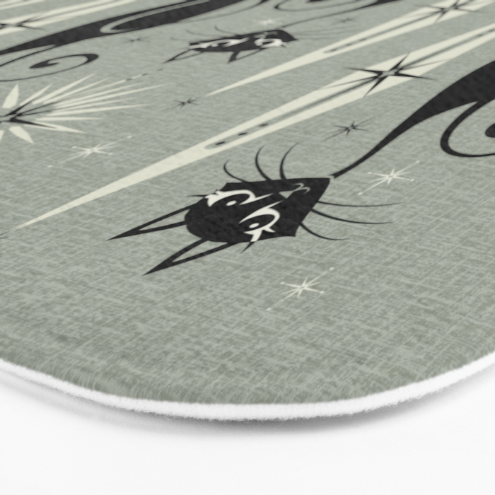 Mid Century Meow Retro Atomic Cats - Gray Bath Mat Gallery Image 3