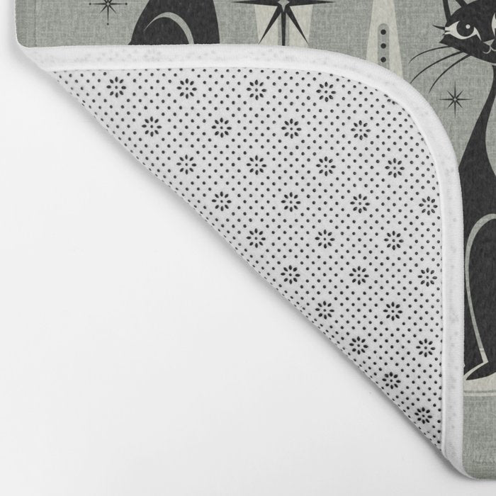 Mid Century Meow Retro Atomic Cats - Gray Bath Mat Gallery Image 2