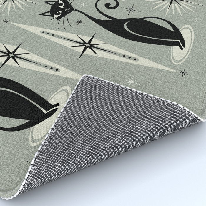 Mid Century Meow Retro Atomic Cats - Gray Rug Gallery Image 4