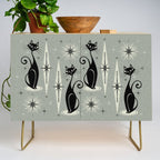 Mid Century Meow Retro Atomic Cats - Gray Credenza Gallery Image 1