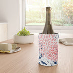 Floral Blooms and Leaves, Navy Blue, Pink and White Wine Chiller Gallery Image 4