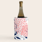 Floral Blooms and Leaves, Navy Blue, Pink and White Wine Chiller Gallery Image 1
