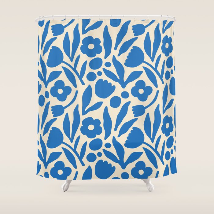 Blue flower nature art pattern Shower Curtain Gallery Image 1