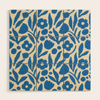 Blue flower nature art pattern Wood Wall Art Gallery Image 1