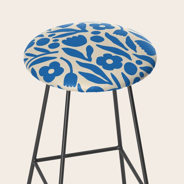 Blue flower nature art pattern Stool Gallery Image 2