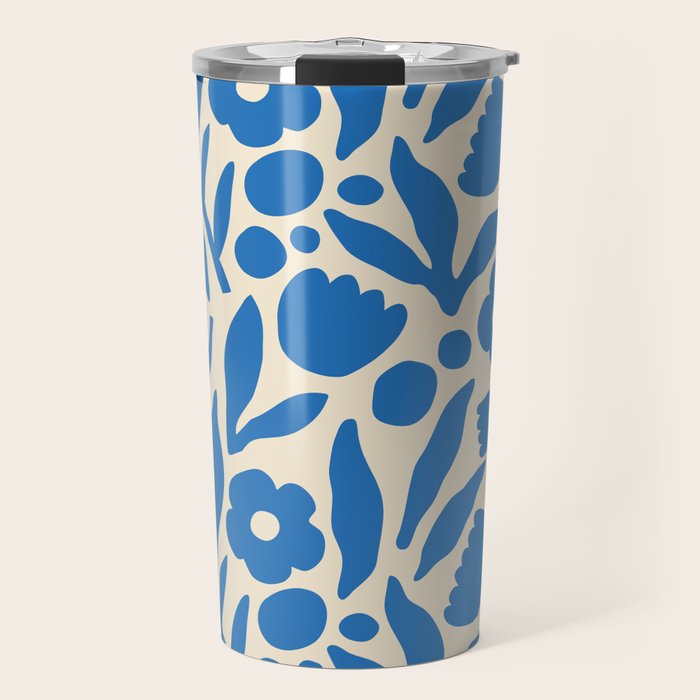 Blue flower nature art pattern Travel Mug Gallery Image 1