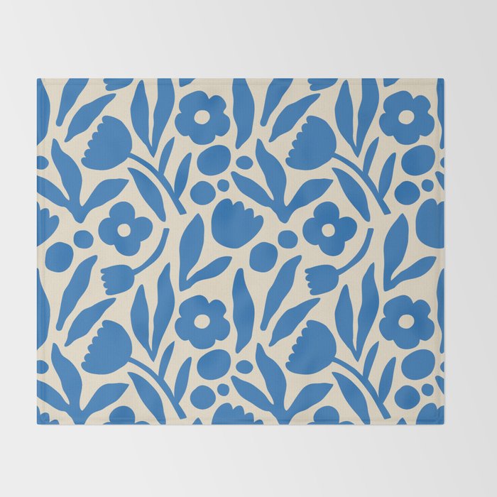 Blue flower nature art pattern Throw Blanket Gallery Image 2