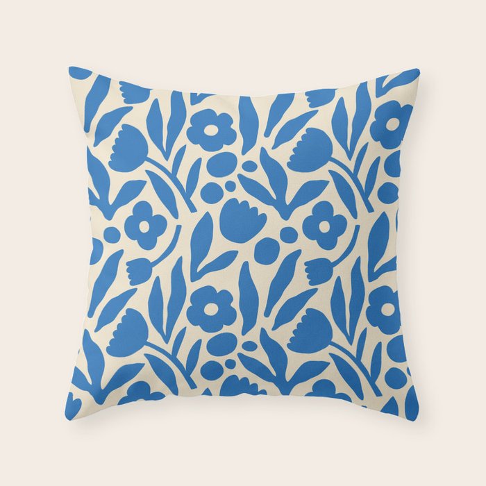 Blue flower nature art pattern Throw Pillow Gallery Image 6