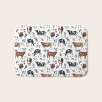 Hand-painted Cows and White Flowers with Blue Accents Bath Mat Gallery Image 1