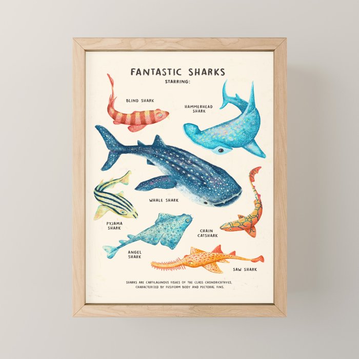 FANTASTIC SHARKS Mini Art Print Gallery Image 1