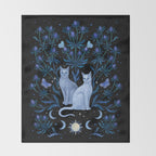Blue Thistle & Cat Throw Blanket Gallery Image 2