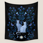 Blue Thistle & Cat Wall Tapestry Gallery Image 4
