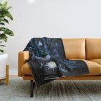Blue Thistle & Cat Throw Blanket Gallery Image 1