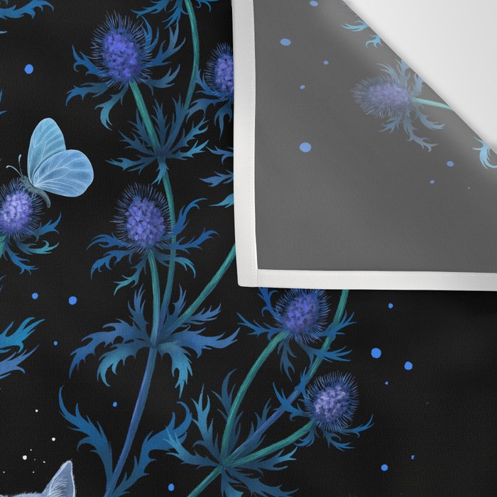 Blue Thistle & Cat Wall Tapestry Gallery Image 3