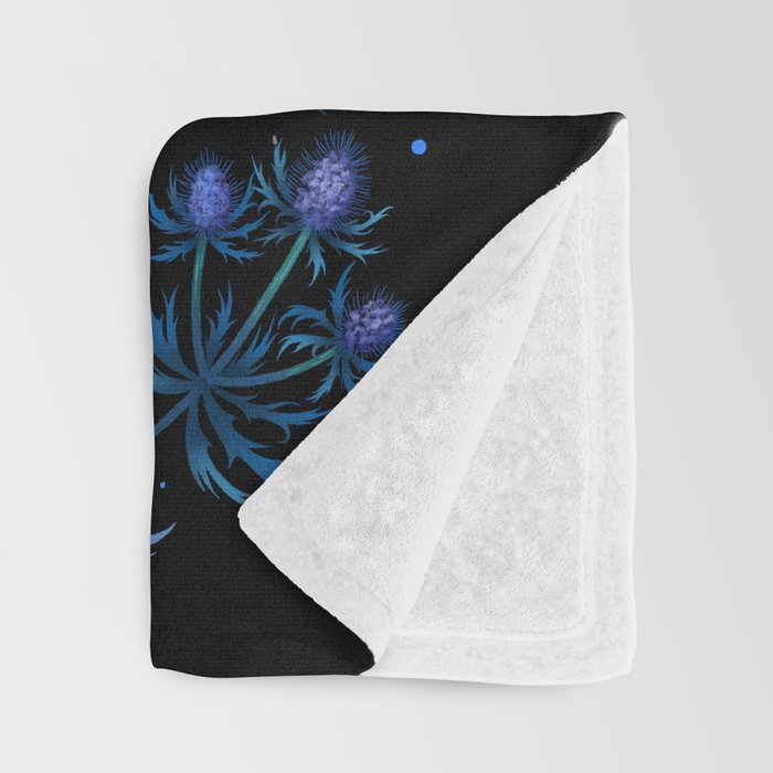 Blue Thistle & Cat Throw Blanket Gallery Image 3
