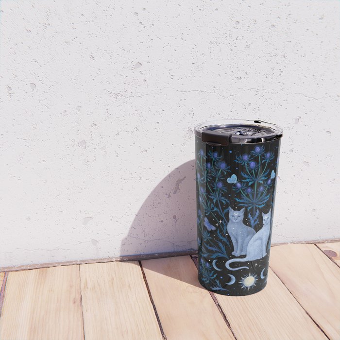 Blue Thistle & Cat Travel Mug Gallery Image 4