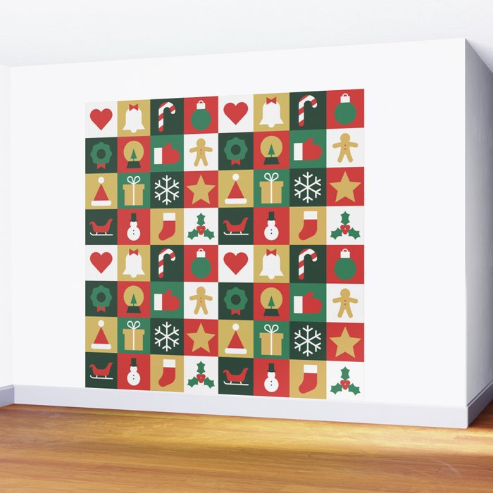 Christmas mosaic geometric pattern Wall Mural Gallery Image 2
