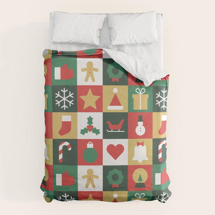 Christmas mosaic geometric pattern Duvet Cover Gallery Image 1