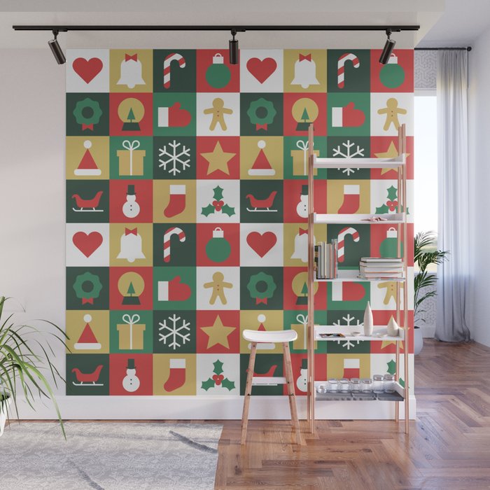 Christmas mosaic geometric pattern Wall Mural Gallery Image 1