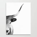 Wild Longhorn Cow Print - Black White Cow Portrait - Animal - Travel photograpy Notebook Gallery Image 4