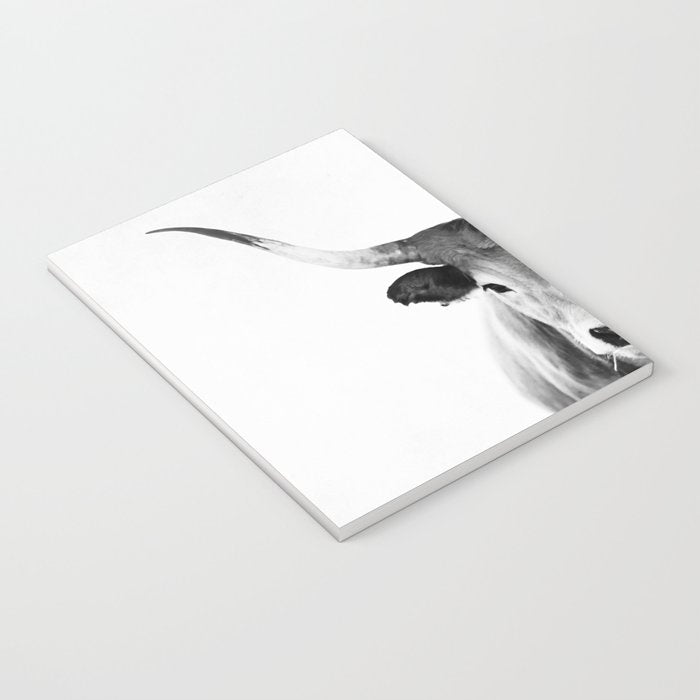 Wild Longhorn Cow Print - Black White Cow Portrait - Animal - Travel photograpy Notebook Gallery Image 3