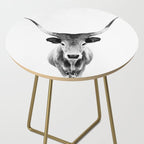 Wild Longhorn Cow Print - Black White Cow Portrait - Animal - Travel photograpy Side Table Gallery Image 2