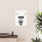 Wild Longhorn Cow Print - Black White Cow Portrait - Animal - Travel photograpy Poster Gallery Image 2