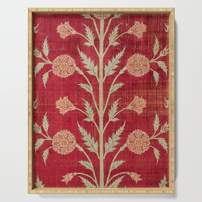 Vintage Distressed Red Floral Serving Tray Gallery Image 1