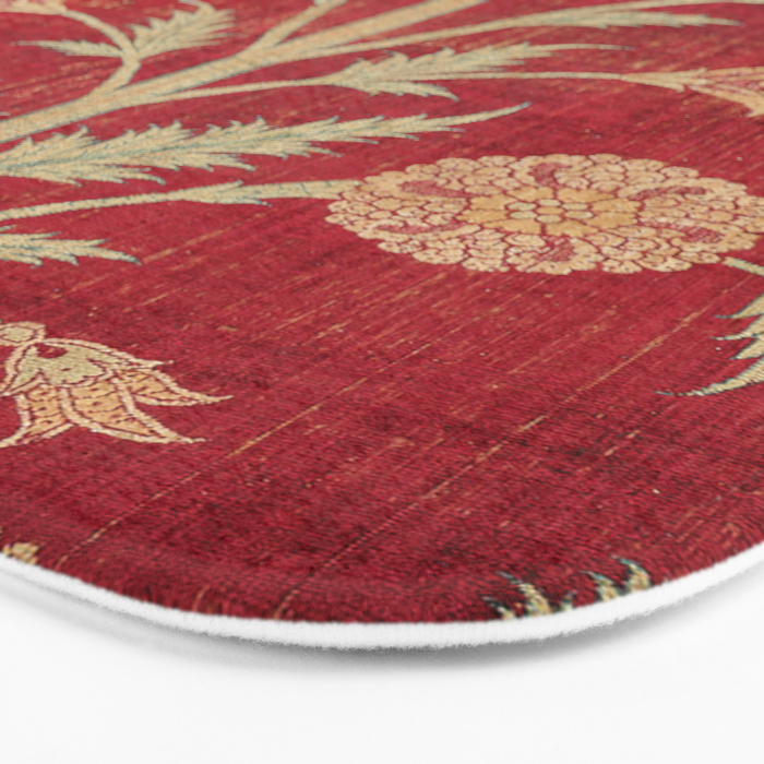 Vintage Distressed Red Floral Bath Mat Gallery Image 3
