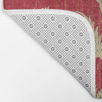 Vintage Distressed Red Floral Bath Mat Gallery Image 2