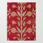 Vintage Distressed Red Floral Poster Gallery Image 4