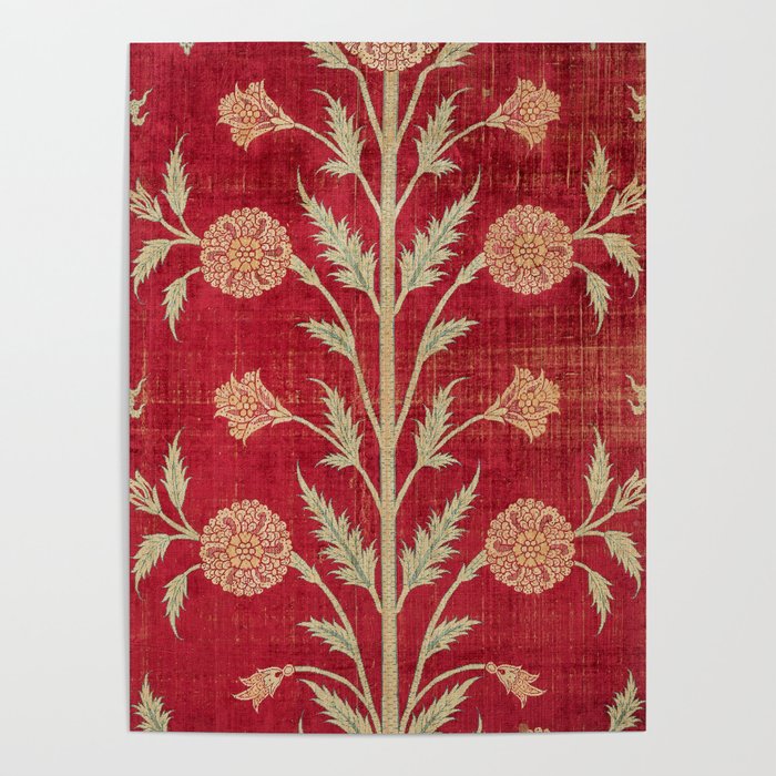 Vintage Distressed Red Floral Poster Gallery Image 4