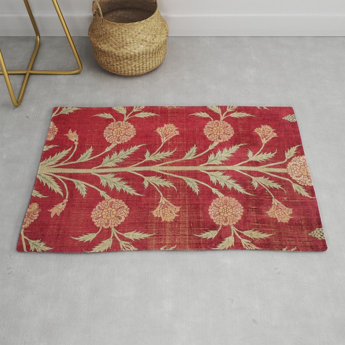 Vintage Distressed Red Floral Rug Gallery Image 1