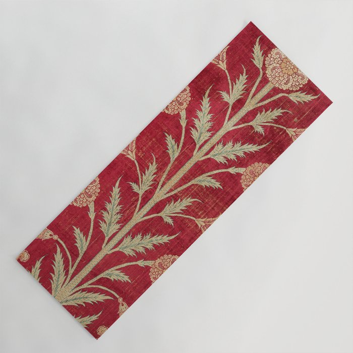 Vintage Distressed Red Floral Yoga Mat Gallery Image 1
