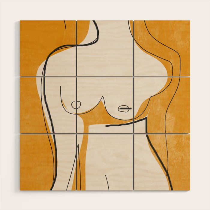 Abstract Line Art Nude Wood Wall Art Gallery Image 1