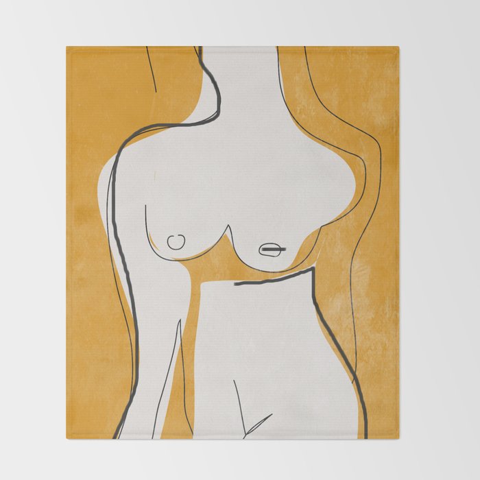 Abstract Line Art Nude Throw Blanket Gallery Image 2