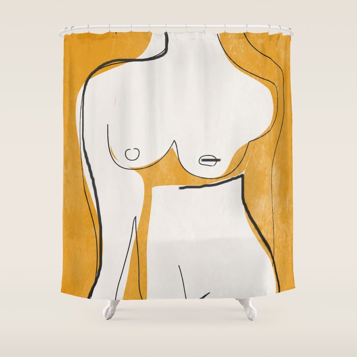 Abstract Line Art Nude Shower Curtain Gallery Image 1
