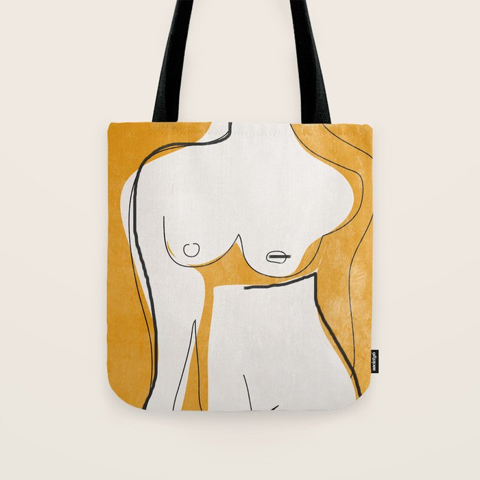 Abstract Line Art Nude Tote Bag Gallery Image 1