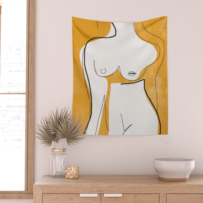 Abstract Line Art Nude Wall Tapestry Gallery Image 2