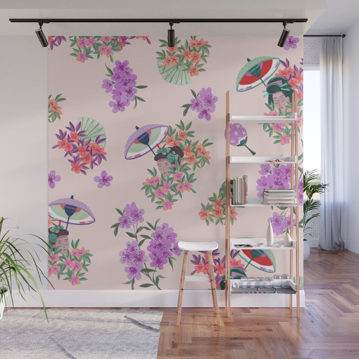 Pastel purple oriental pattern Wall Mural Gallery Image 1