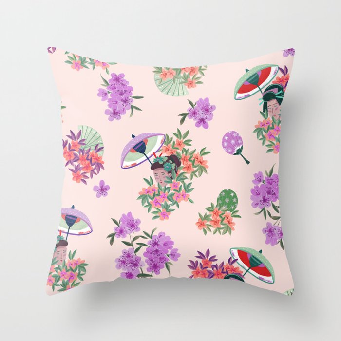 Pastel purple oriental pattern Throw Pillow Gallery Image 6