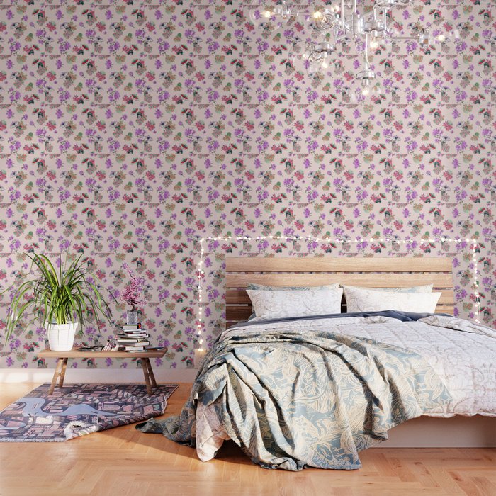 Pastel purple oriental pattern Wallpaper Gallery Image 1