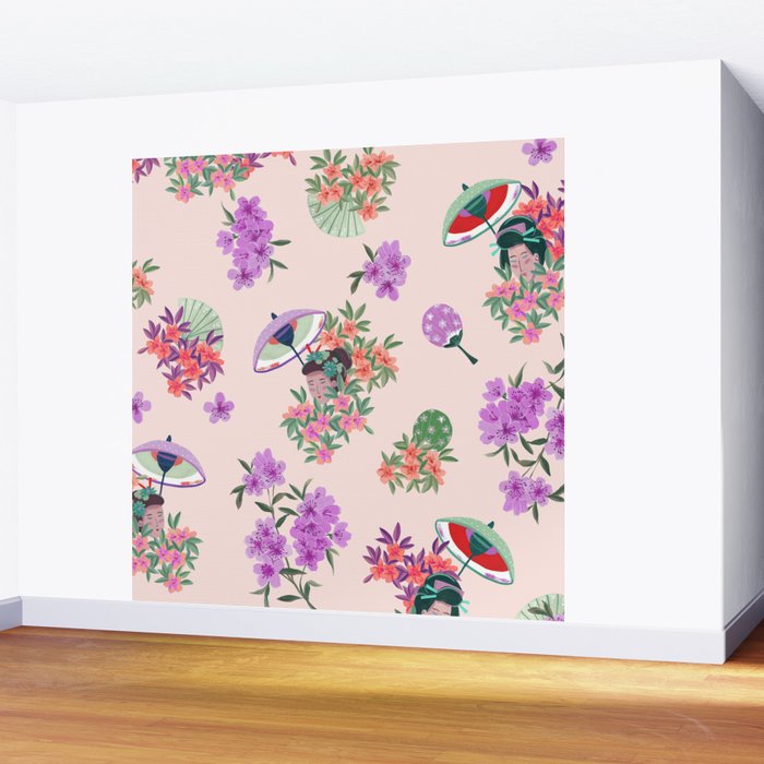 Pastel purple oriental pattern Wall Mural Gallery Image 2