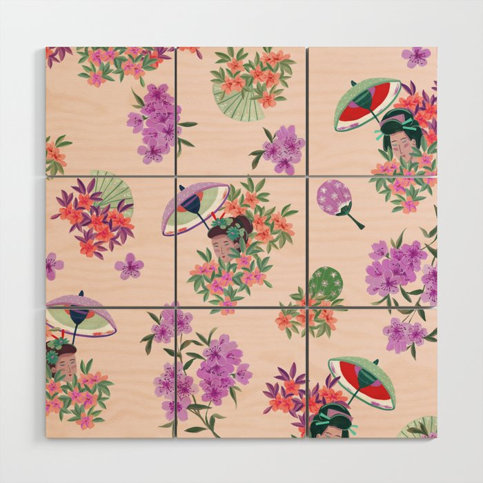 Pastel purple oriental pattern Wood Wall Art Gallery Image 1