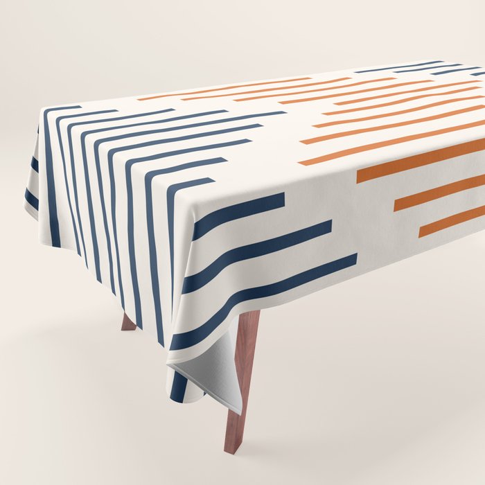 Geometric Arrow Lines 2 in Navy Blue Orange Tablecloth Gallery Image 1
