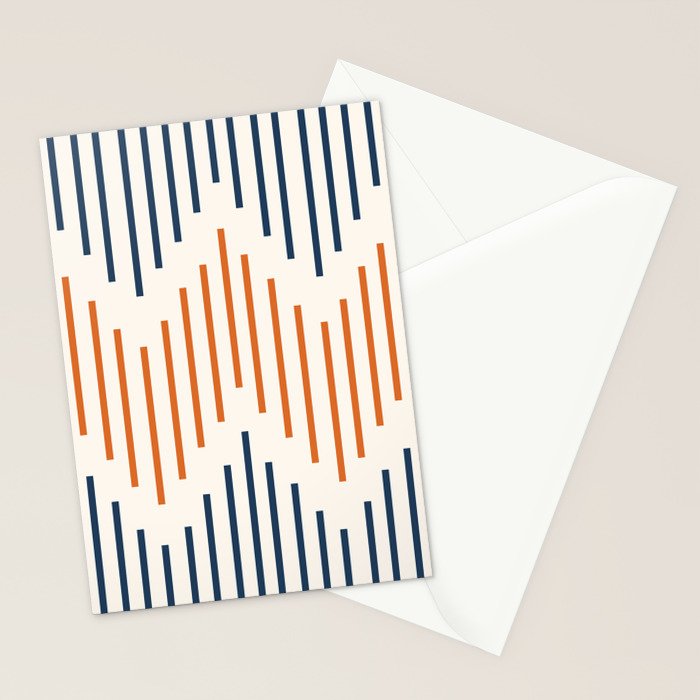 Geometric Arrow Lines 2 in Navy Blue Orange Stationery Card Gallery Image 2