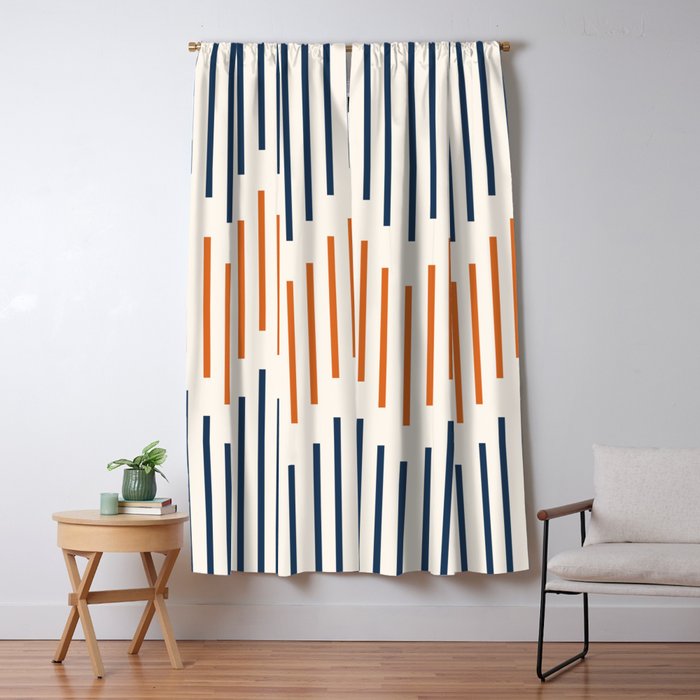 Geometric Arrow Lines 2 in Navy Blue Orange Window Curtain Gallery Image 5