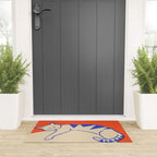 Catalyst, Cat Pets Save The World, Animals Globe Bohemian Eclectic, Cats Sleeping Bold Maximalism, Basic Line Art Drawing Red Illustration Welcome Mat Gallery Image 3
